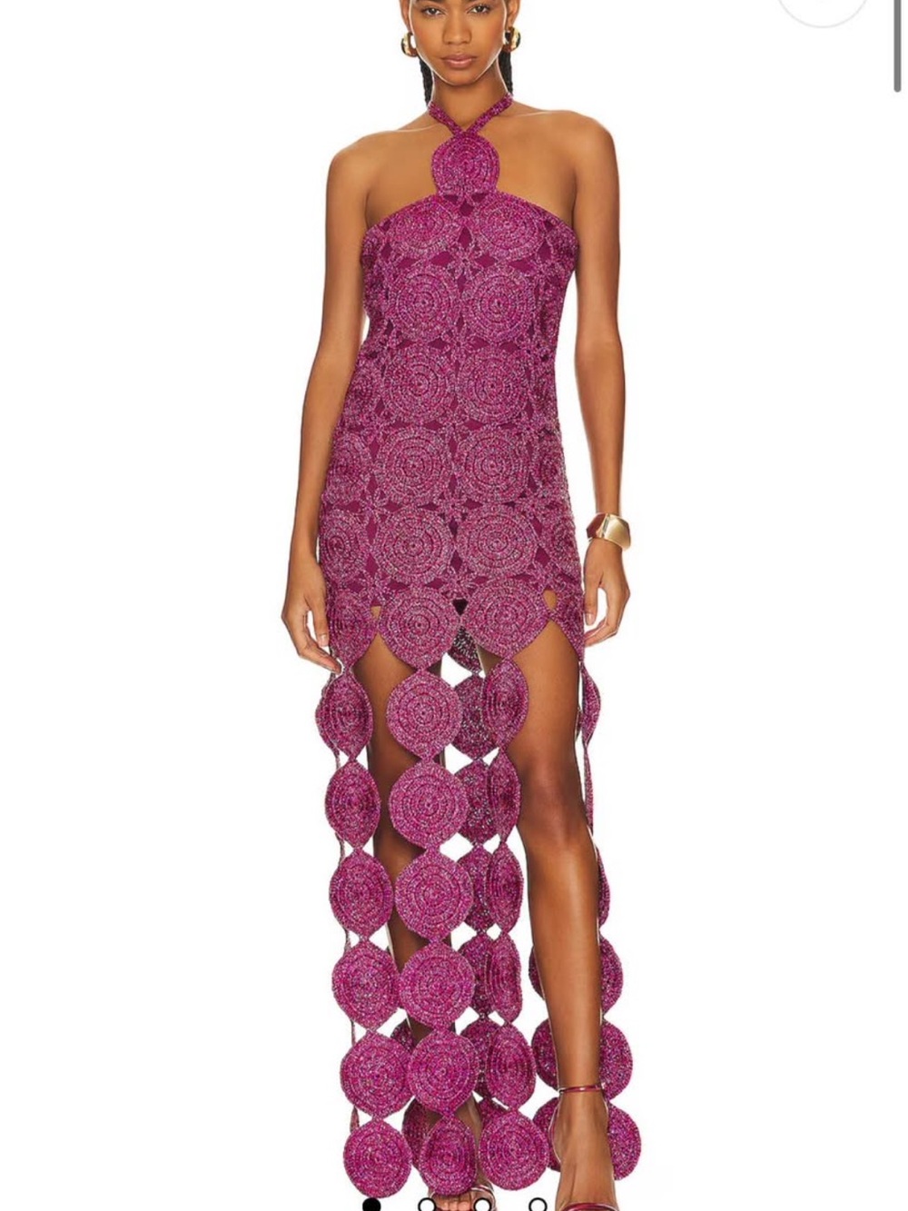 Simon Miller Fuchsia Crochet Halter High-Low Maxi Dress